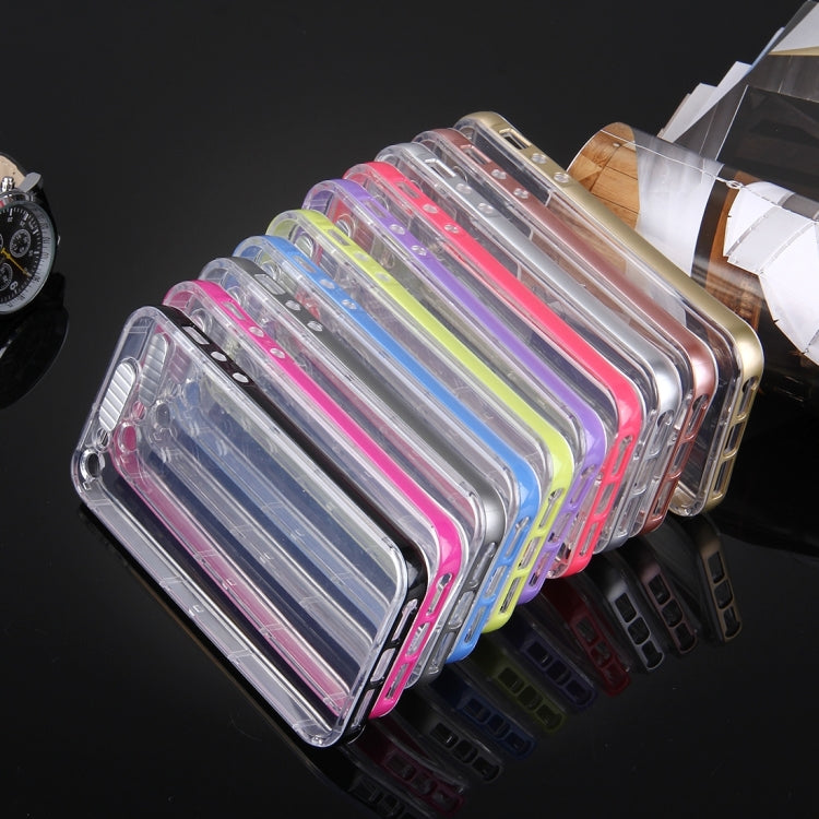 For iPhone 5 & 5s & SE Slide Slice Design Removable Plastic Bumper Flame Transparent TPU Protective Case with Incoming Call LED Flash Blinking