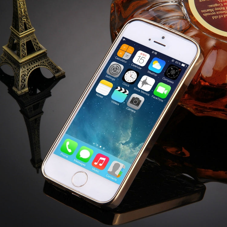 For iPhone SE & 5s & 5 Diamond Encrusted Grid Texture Electroplating Frame TPU Protective Case