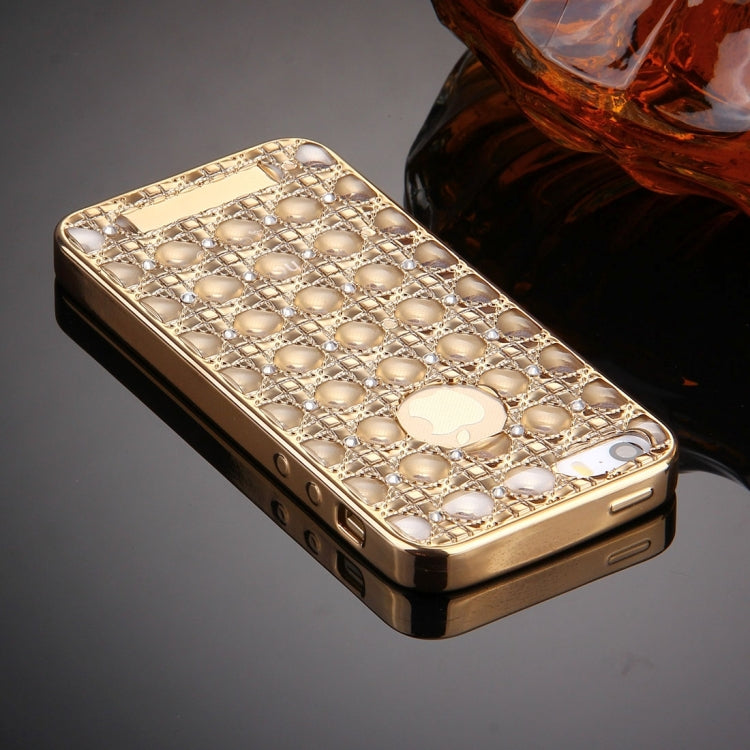 For iPhone SE & 5s & 5 Diamond Encrusted Grid Texture Electroplating Frame TPU Protective Case
