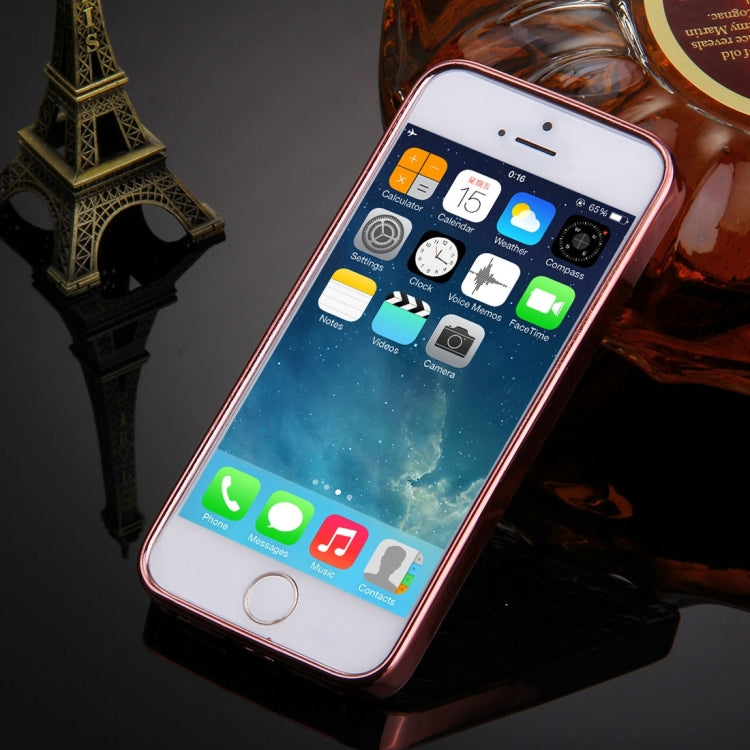 For iPhone SE & 5s & 5 Diamond Encrusted Grid Texture Electroplating Frame TPU Protective Case