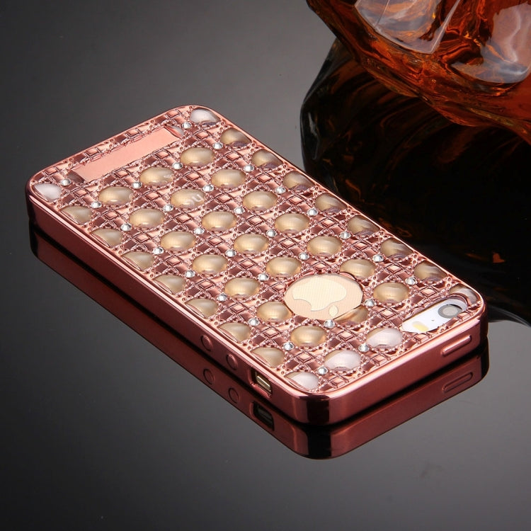 For iPhone SE & 5s & 5 Diamond Encrusted Grid Texture Electroplating Frame TPU Protective Case
