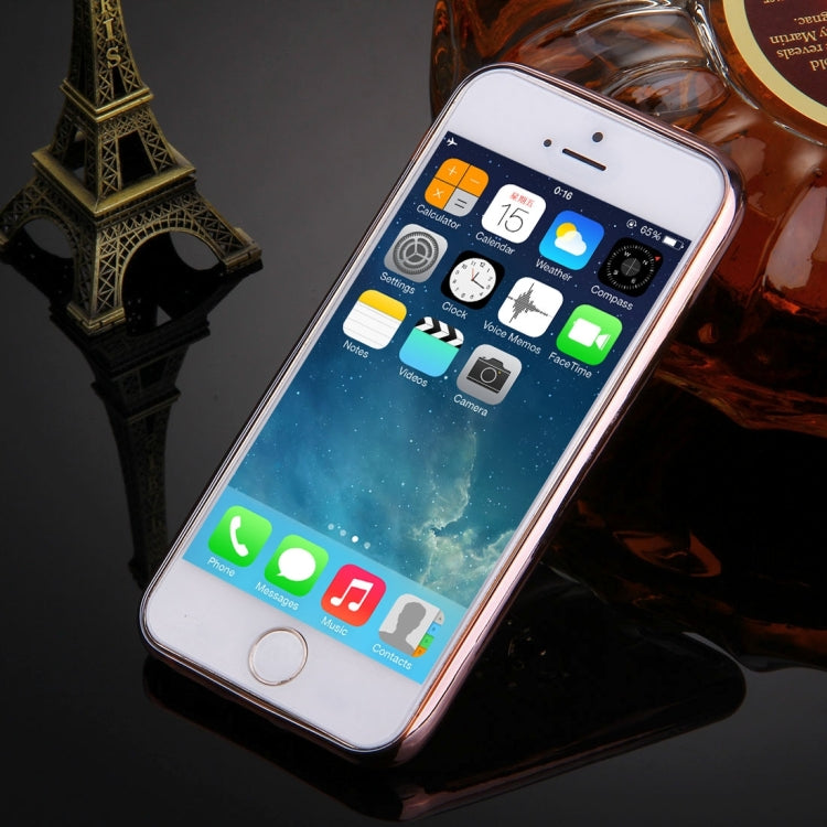 For iPhone SE & 5s & 5 Diamond Encrusted Fox Couple Pattern Electroplating Frame TPU Protective Case(Rose Gold)