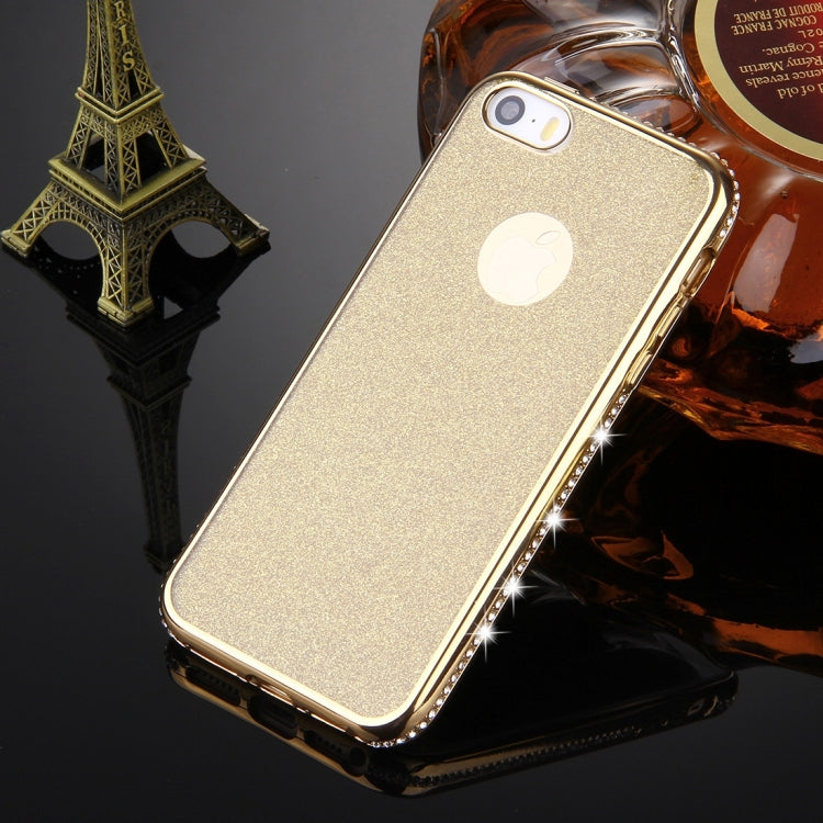 For iPhone SE & 5s & 5 Diamond Encrusted Electroplating Frame Flash Powder TPU Protective Case