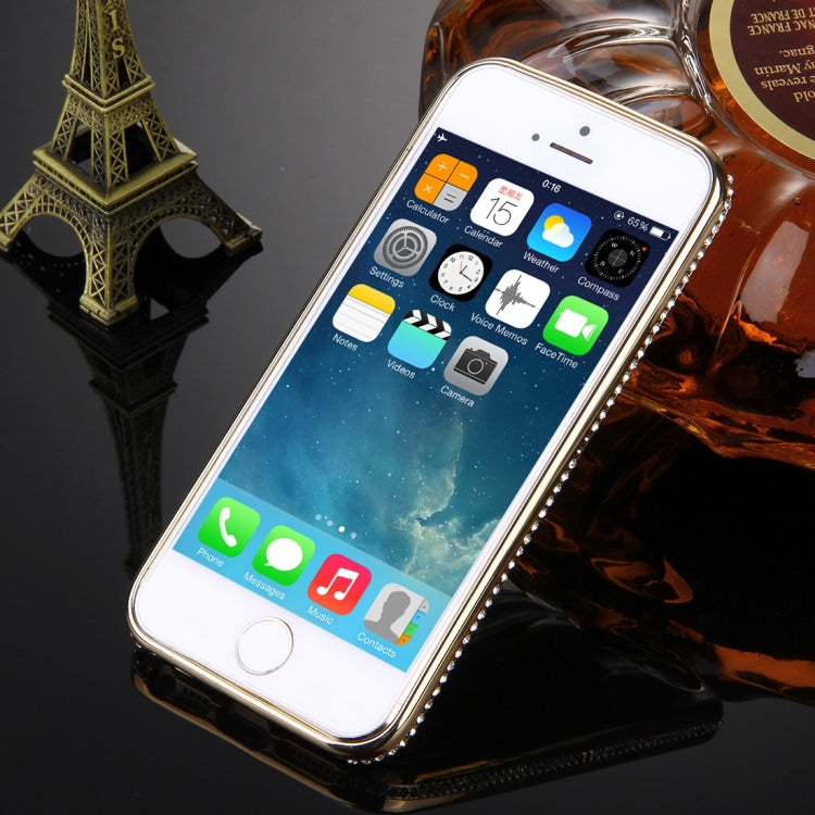 For iPhone SE & 5s & 5 Diamond Encrusted Electroplating Frame Flash Powder TPU Protective Case