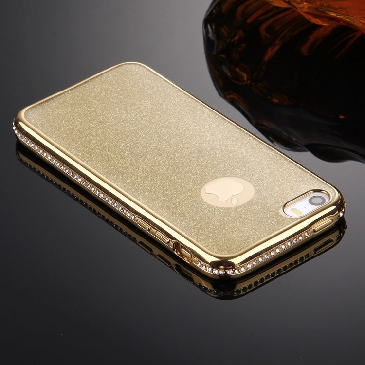 For iPhone SE & 5s & 5 Diamond Encrusted Electroplating Frame Flash Powder TPU Protective Case