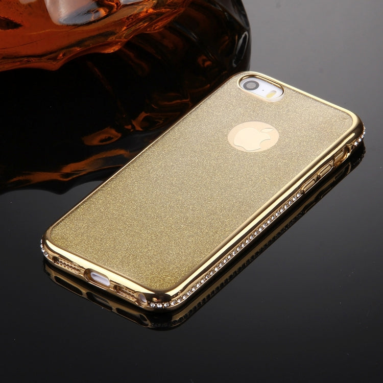 For iPhone SE & 5s & 5 Diamond Encrusted Electroplating Frame Flash Powder TPU Protective Case