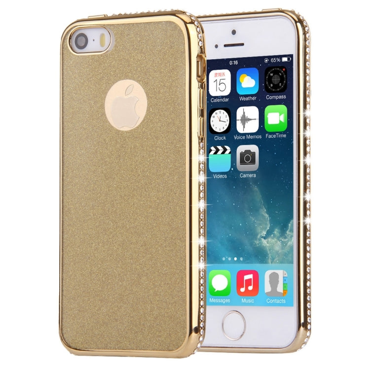 For iPhone SE & 5s & 5 Diamond Encrusted Electroplating Frame Flash Powder TPU Protective Case