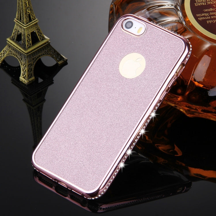 For iPhone SE & 5s & 5 Diamond Encrusted Electroplating Frame Flash Powder TPU Protective Case