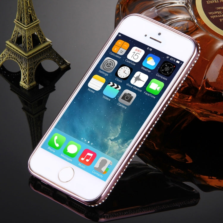 For iPhone SE & 5s & 5 Diamond Encrusted Electroplating Frame Flash Powder TPU Protective Case
