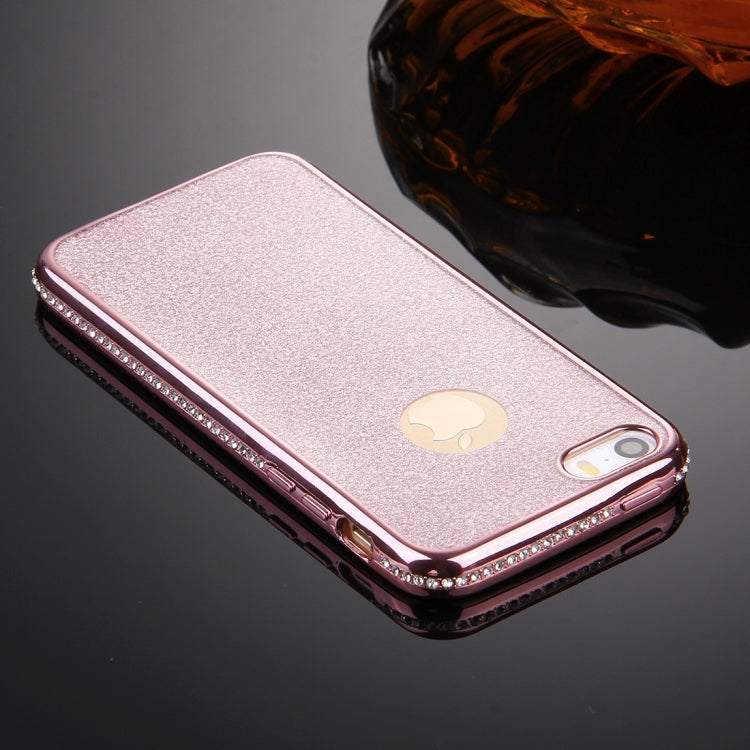 For iPhone SE & 5s & 5 Diamond Encrusted Electroplating Frame Flash Powder TPU Protective Case