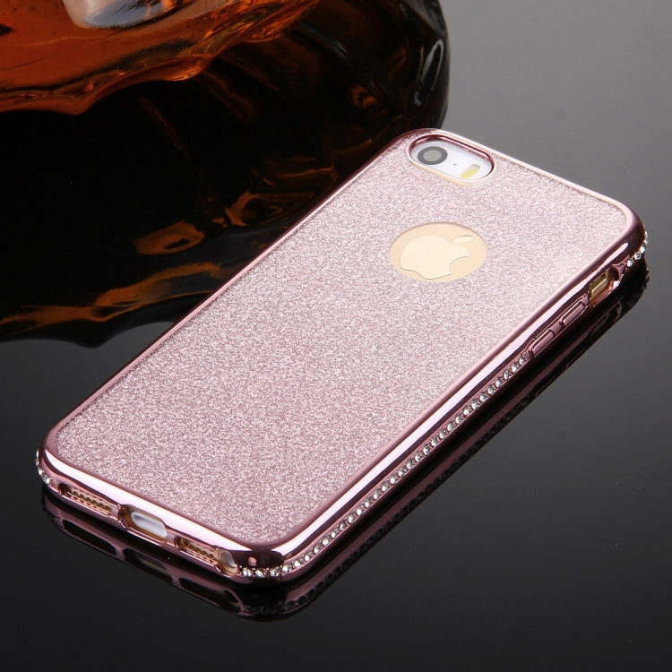 For iPhone SE & 5s & 5 Diamond Encrusted Electroplating Frame Flash Powder TPU Protective Case
