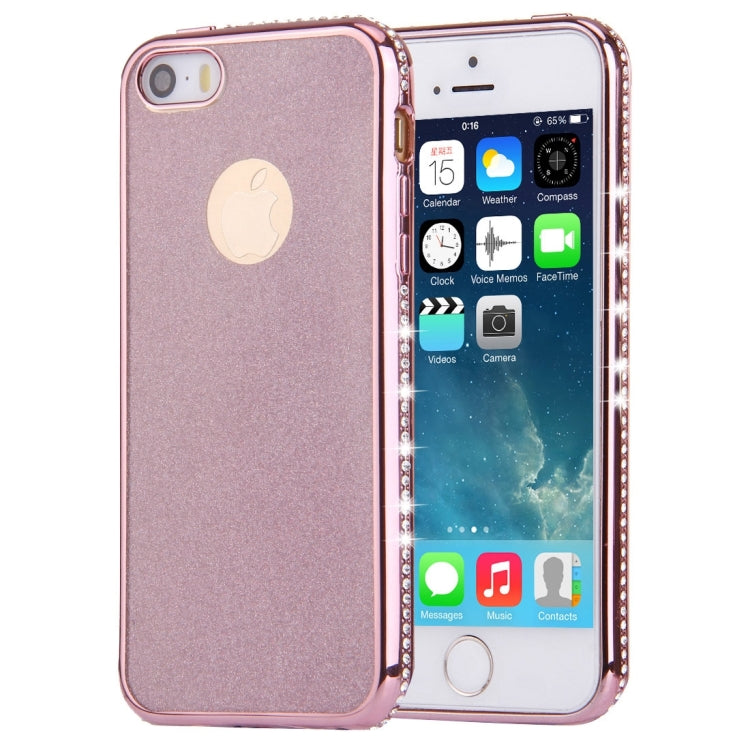 For iPhone SE & 5s & 5 Diamond Encrusted Electroplating Frame Flash Powder TPU Protective Case