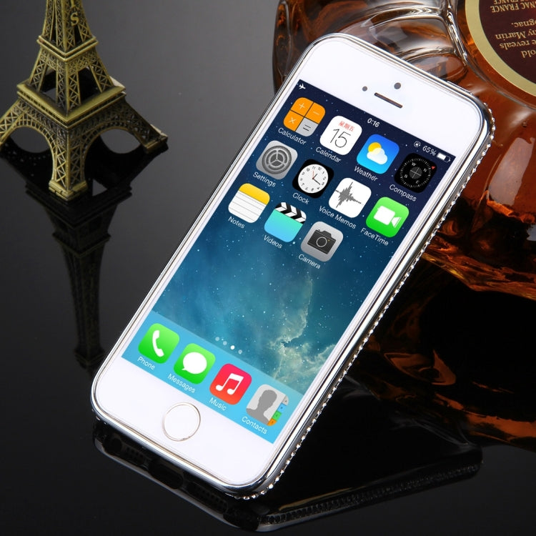 For iPhone SE & 5s & 5 Diamond Encrusted Electroplating Frame Flash Powder TPU Protective Case