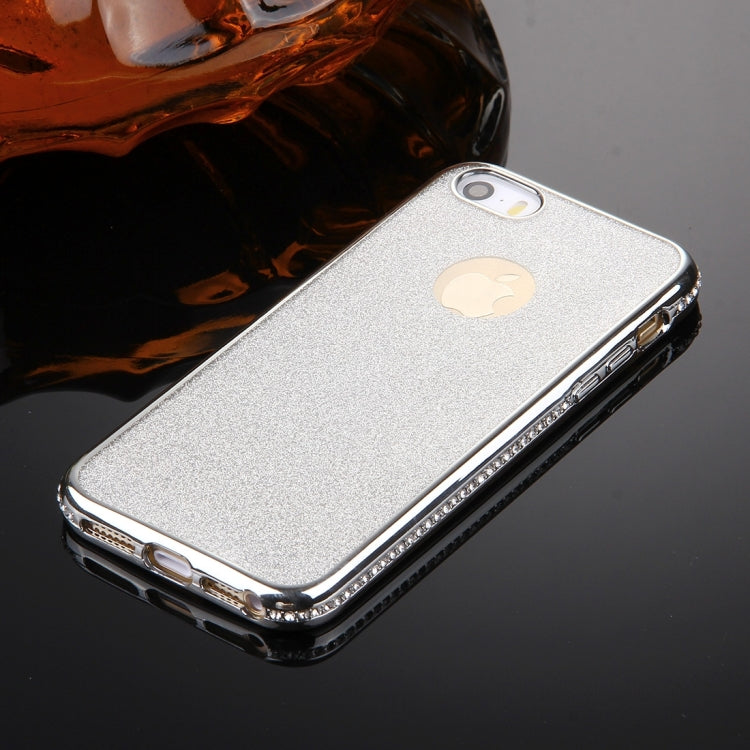 For iPhone SE & 5s & 5 Diamond Encrusted Electroplating Frame Flash Powder TPU Protective Case