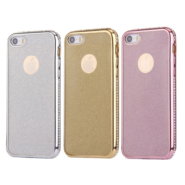 For iPhone SE & 5s & 5 Diamond Encrusted Electroplating Frame Flash Powder TPU Protective Case