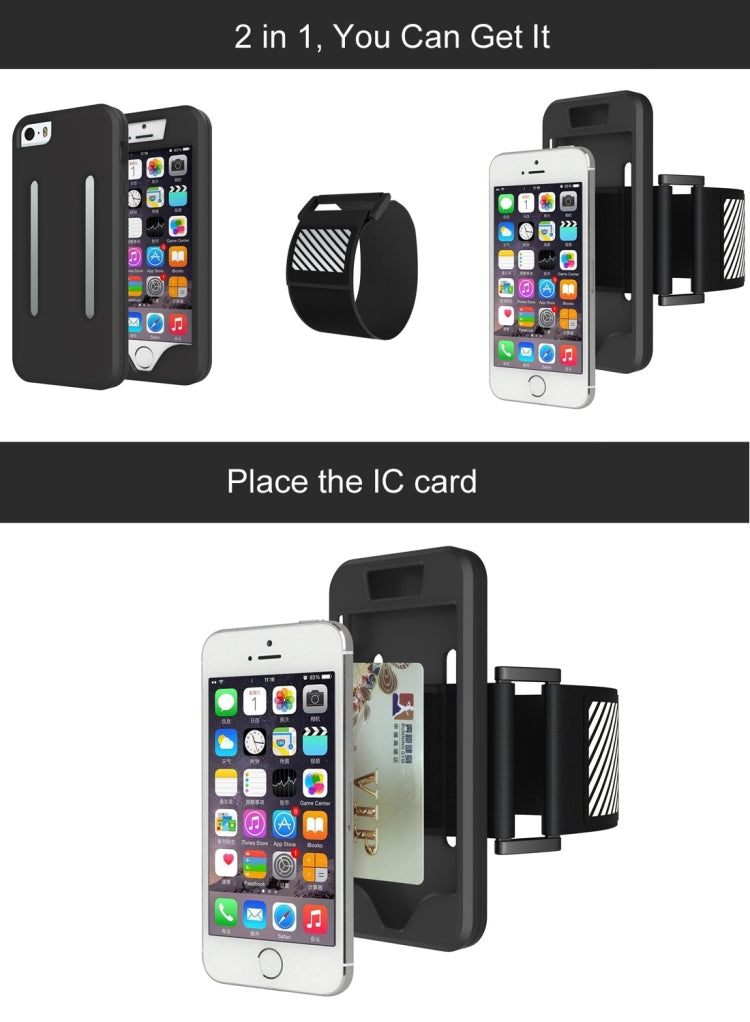 2 in 1 for iPhone 5 & 5S & SE Dual Control Sport Armband with Detachable Premium Silicone Case