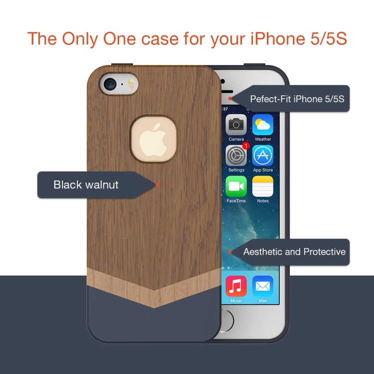 SLiCOO Nature Series for iPhone SE & 5s & 5 Rose Wood + TPU Protective Case(Yellow)