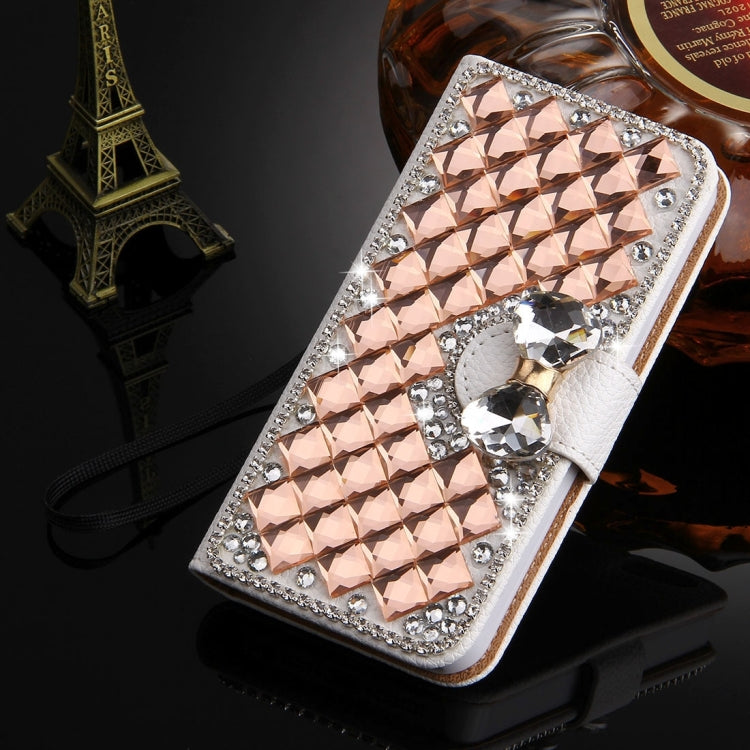 For iPhone SE & 5s & 5 Diamond Encrusted Bowknot Pattern Horizontal Flip Leather Case with Magnetic Buckle & Card Slots & Holder & Lanyard