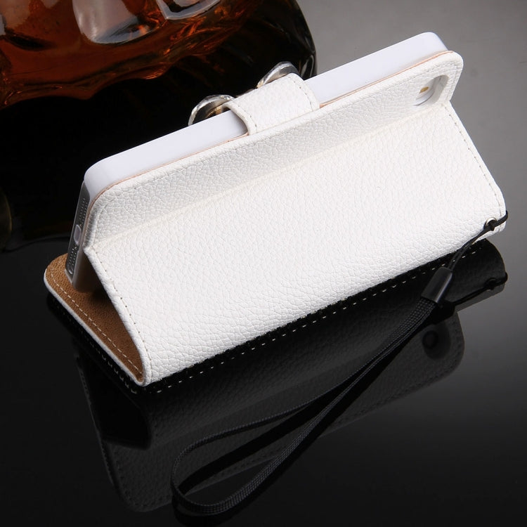 For iPhone SE & 5s & 5 Diamond Encrusted Bowknot Pattern Horizontal Flip Leather Case with Magnetic Buckle & Card Slots & Holder & Lanyard