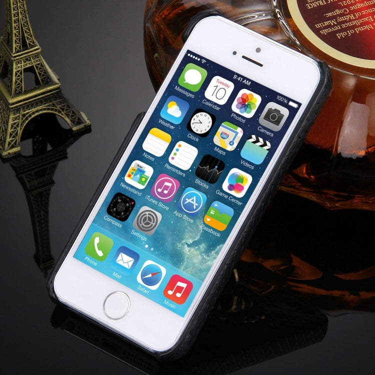 For iPhone SE & 5s & 5 Snakeskin Texture Paste Skin PC Protective Case with Lion Head Holder