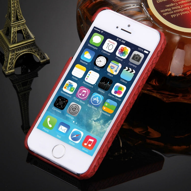 For iPhone SE & 5s & 5 Snakeskin Texture Paste Skin PC Protective Case with Lion Head Holder