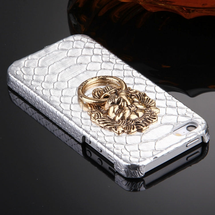 For iPhone SE & 5s & 5 Snakeskin Texture Paste Skin PC Protective Case with Lion Head Holder