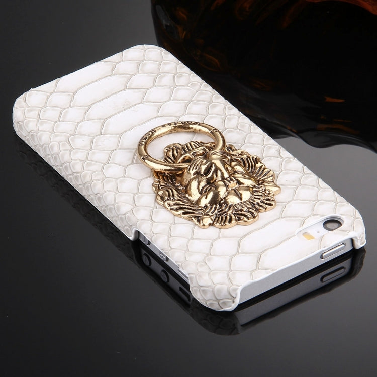 For iPhone SE & 5s & 5 Snakeskin Texture Paste Skin PC Protective Case with Lion Head Holder