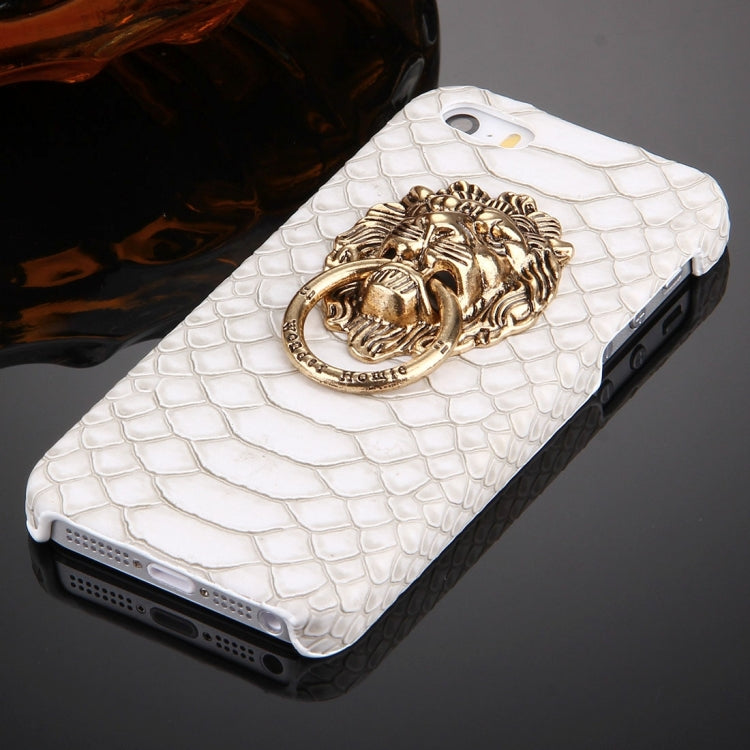 For iPhone SE & 5s & 5 Snakeskin Texture Paste Skin PC Protective Case with Lion Head Holder