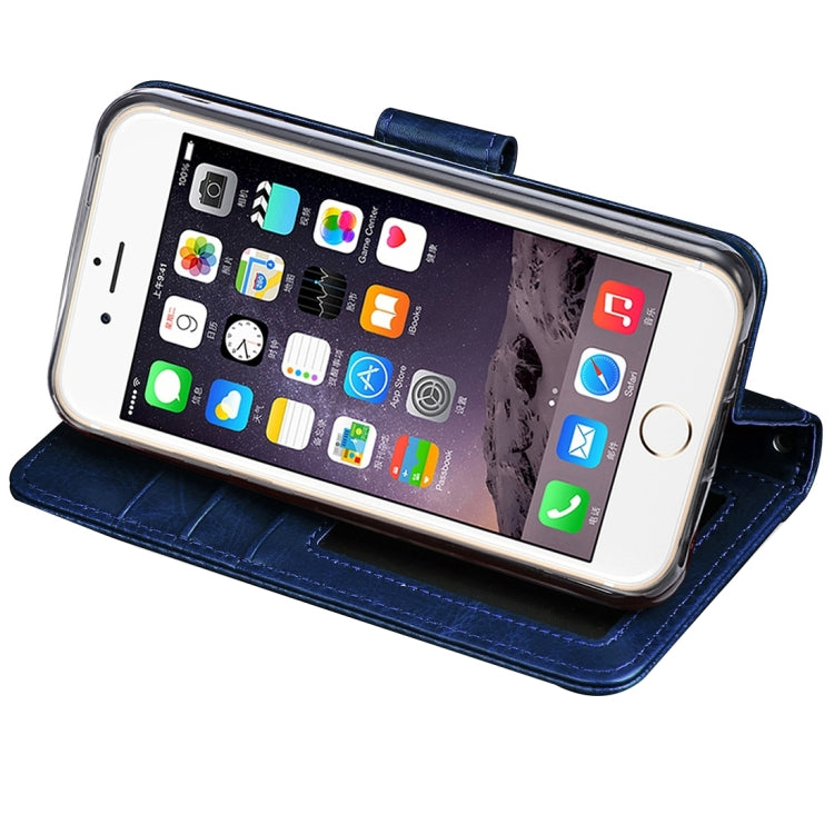 For iPhone 5 & 5s & SE Crazy Horse Texture Horizontal Flip Leather Case with Photo Frame & Holder & Card Slots & Wallet & Lanyard