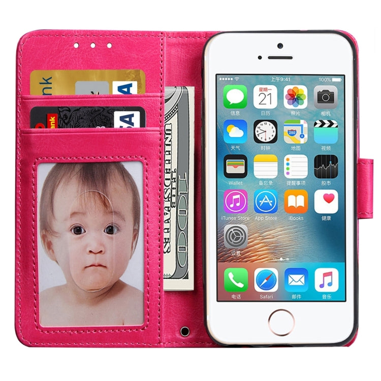 For iPhone 5 & 5s & SE Crazy Horse Texture Horizontal Flip Leather Case with Photo Frame & Holder & Card Slots & Wallet & Lanyard