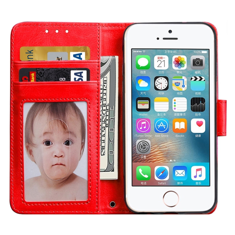 For iPhone 5 & 5s & SE Crazy Horse Texture Horizontal Flip Leather Case with Photo Frame & Holder & Card Slots & Wallet & Lanyard