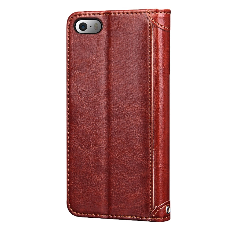 For iPhone 5 & 5s & SE Crazy Horse Texture Horizontal Flip Leather Case with Photo Frame & Holder & Card Slots & Wallet & Lanyard