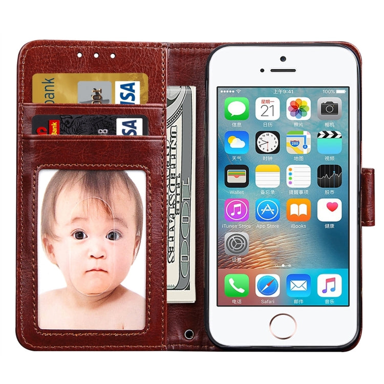 For iPhone 5 & 5s & SE Crazy Horse Texture Horizontal Flip Leather Case with Photo Frame & Holder & Card Slots & Wallet & Lanyard