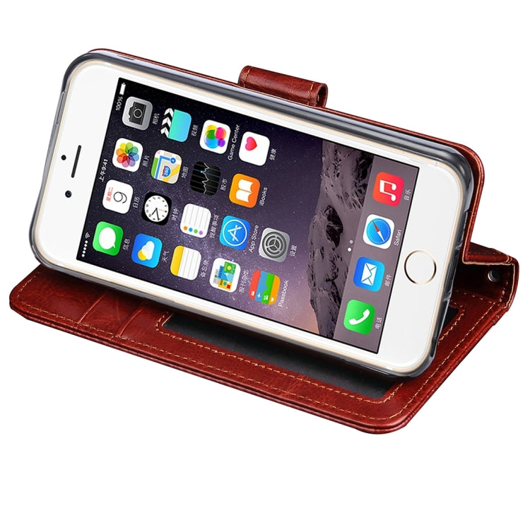 For iPhone 5 & 5s & SE Crazy Horse Texture Horizontal Flip Leather Case with Photo Frame & Holder & Card Slots & Wallet & Lanyard