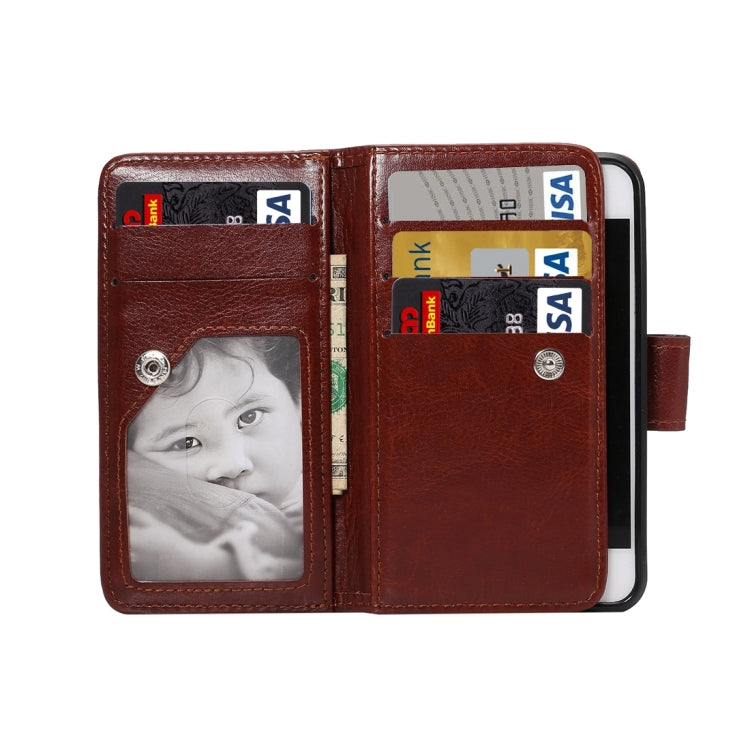 For iPhone 5 & 5s & SE Separable Crazy Horse Texture Horizontal Flip Leather Case + Back Cover 6 Card Slots & Wallet & Photo Frame & Lanyard(Brown)