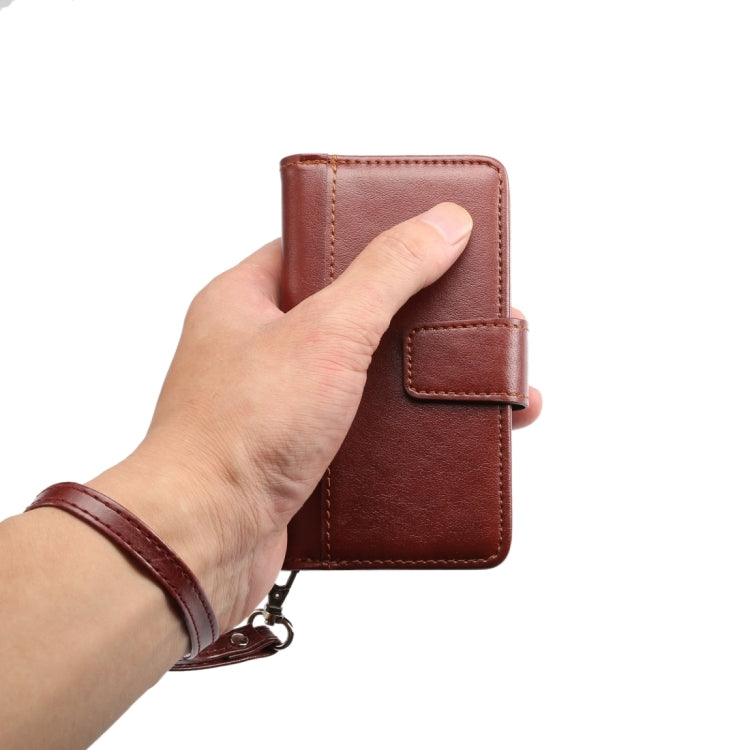 For iPhone 5 & 5s & SE Separable Crazy Horse Texture Horizontal Flip Leather Case + Back Cover 6 Card Slots & Wallet & Photo Frame & Lanyard(Brown)