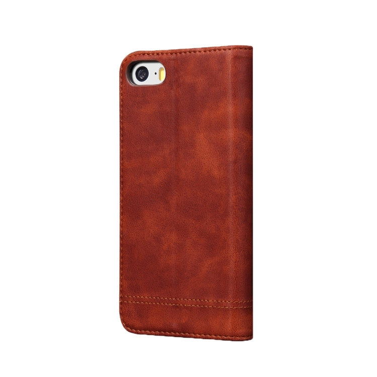 For iPhone 5 & 5s & SE Crazy Horse Texture Horizontal Flip Leather Case With Card Slots & Wallet