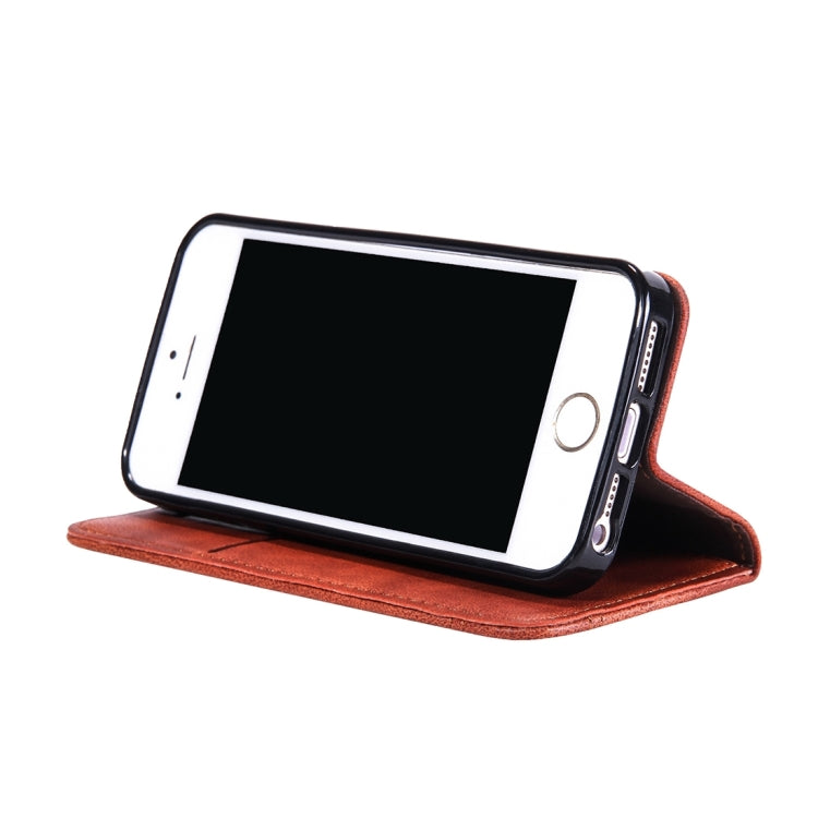 For iPhone 5 & 5s & SE Crazy Horse Texture Horizontal Flip Leather Case With Card Slots & Wallet