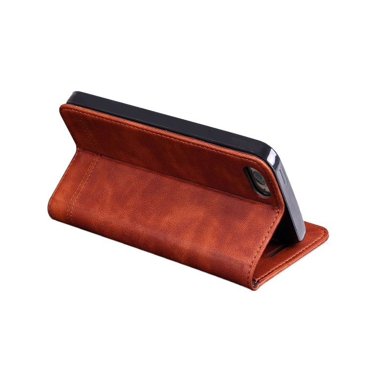 For iPhone 5 & 5s & SE Crazy Horse Texture Horizontal Flip Leather Case With Card Slots & Wallet