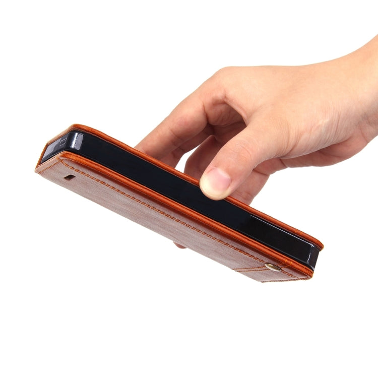 For iPhone 5 & 5s & SE Crazy Horse Texture Horizontal Flip Leather Case With Card Slots & Wallet