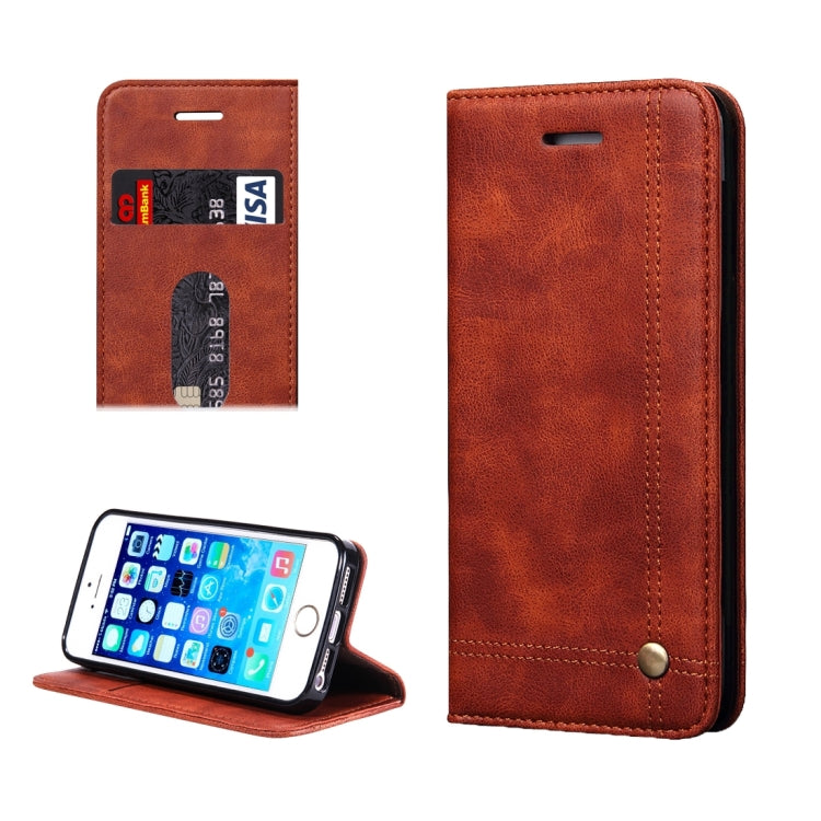 For iPhone 5 & 5s & SE Crazy Horse Texture Horizontal Flip Leather Case With Card Slots & Wallet