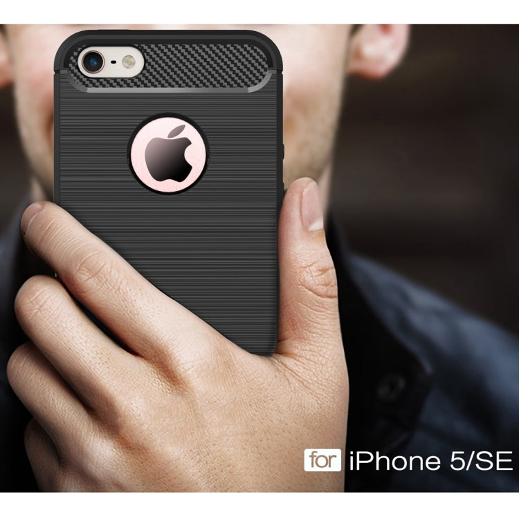 For iPhone SE & 5s & 5 Brushed Texture Fiber TPU Rugged Armor Protective Case