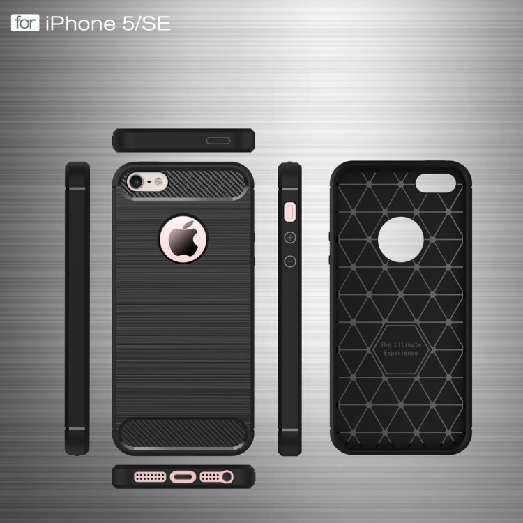 For iPhone SE & 5s & 5 Brushed Texture Fiber TPU Rugged Armor Protective Case