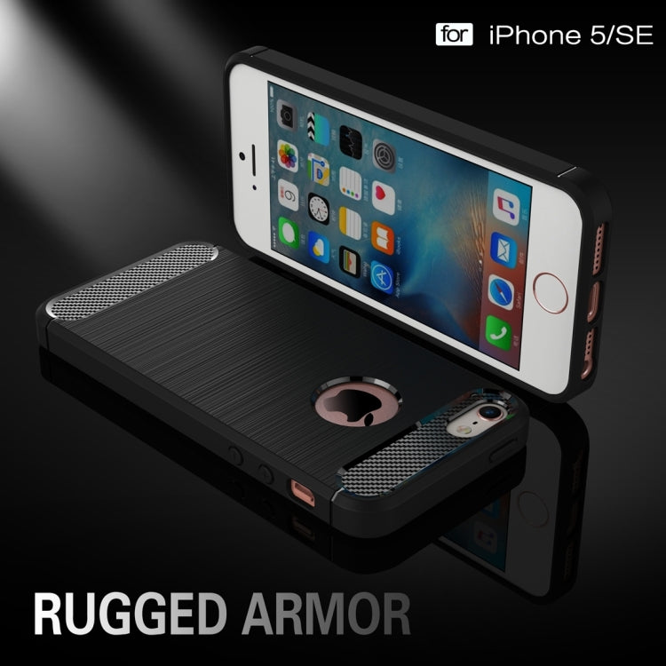 For iPhone SE & 5s & 5 Brushed Texture Fiber TPU Rugged Armor Protective Case