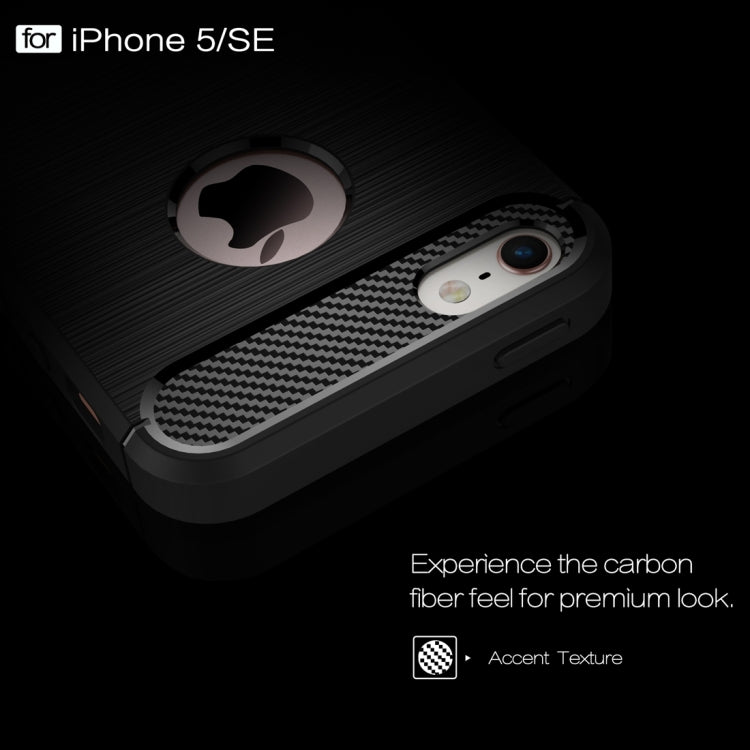 For iPhone SE & 5s & 5 Brushed Texture Fiber TPU Rugged Armor Protective Case