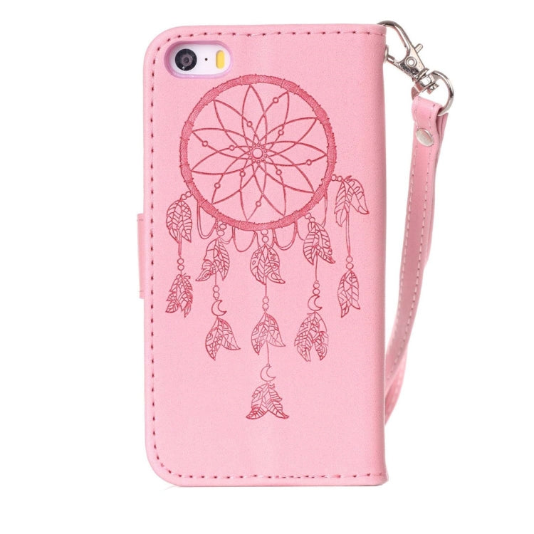 For iPhone 5 & 5s & SE Crazy Horse Texture Dream Catcher Printing Horizontal Flip Leather Case with Holder & Card Slots & Wallet & Lanyard