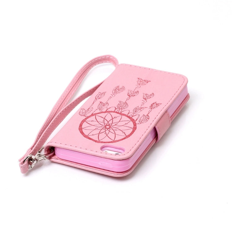 For iPhone 5 & 5s & SE Crazy Horse Texture Dream Catcher Printing Horizontal Flip Leather Case with Holder & Card Slots & Wallet & Lanyard