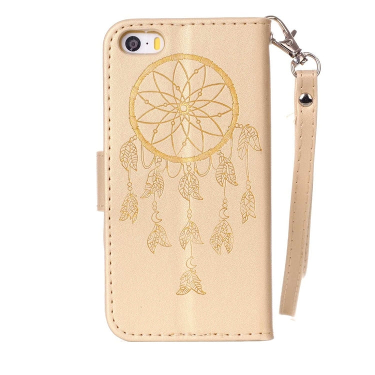 For iPhone 5 & 5s & SE Crazy Horse Texture Dream Catcher Printing Horizontal Flip Leather Case with Holder & Card Slots & Wallet & Lanyard