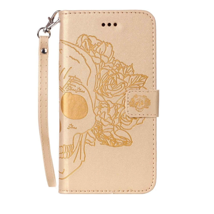 For iPhone 5 & 5s & SE Crazy Horse Texture Skull Printing Horizontal Flip Leather Case with Holder & Card Slots & Wallet & Lanyard