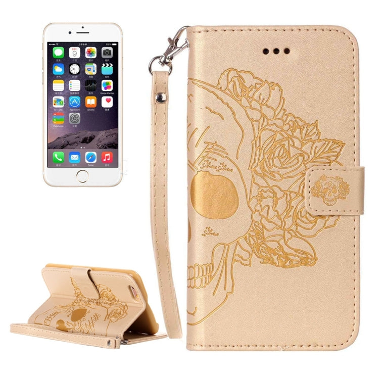For iPhone 5 & 5s & SE Crazy Horse Texture Skull Printing Horizontal Flip Leather Case with Holder & Card Slots & Wallet & Lanyard